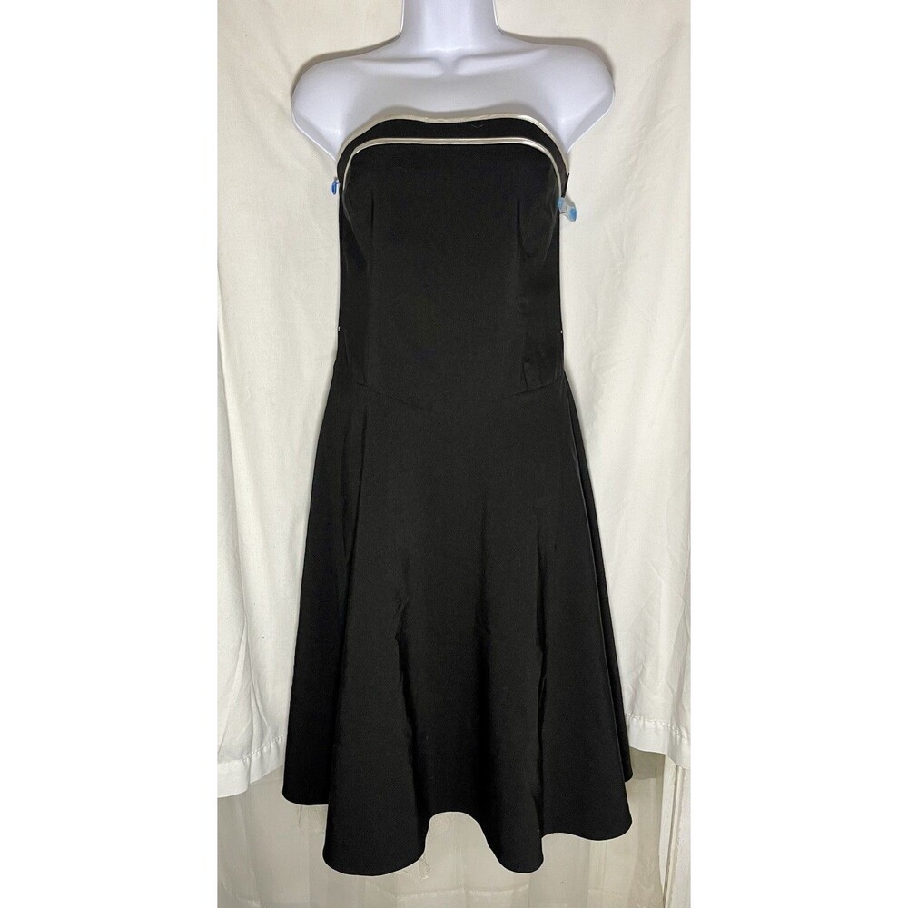 Ruby Rox Black Strapless Fit & Flare Dress Silver Trim Tulle Lining Size 9